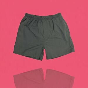 C Rise Retro Men’s Swim Trunks Size Medium, Dark Green Nylon Shorts w/ Liner